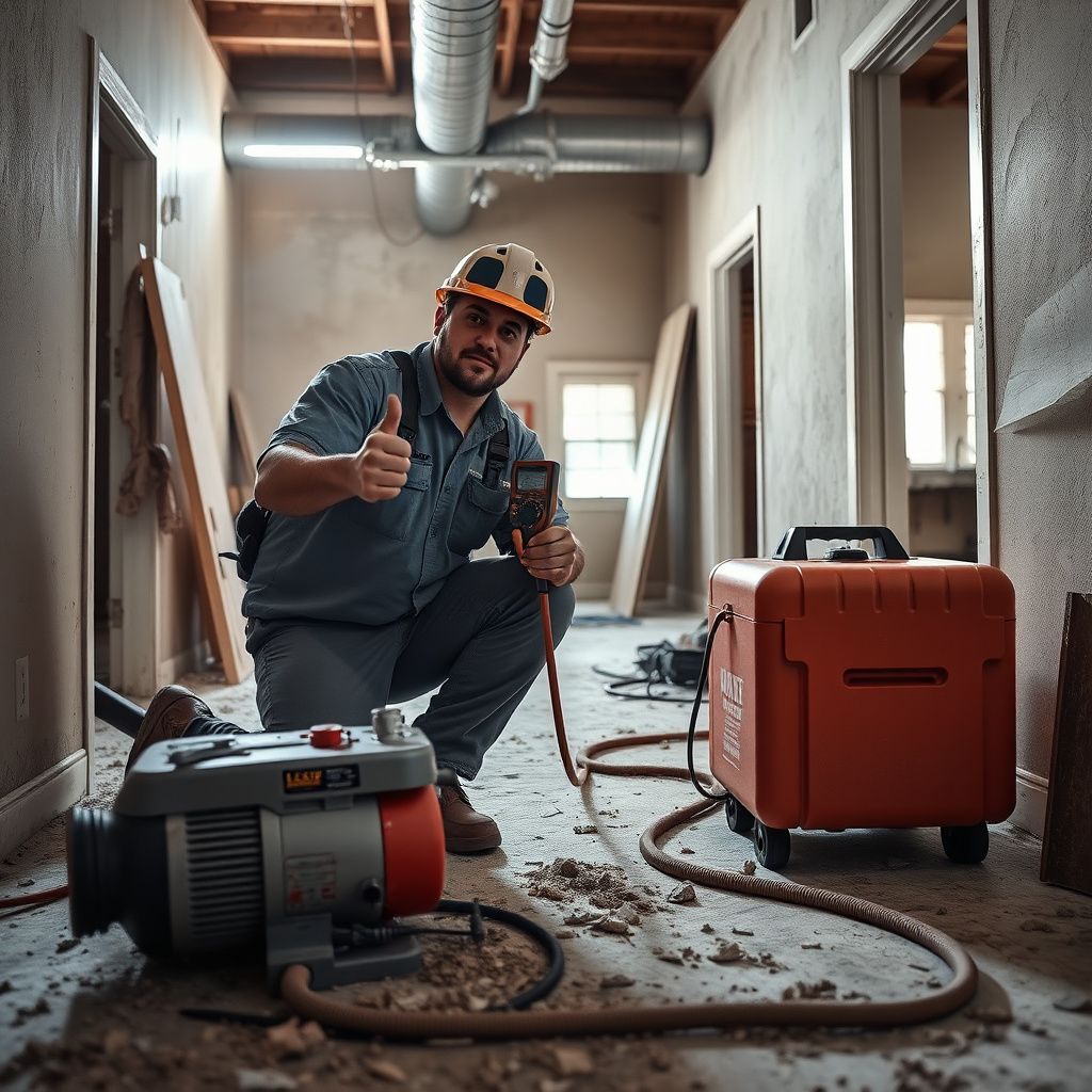A homeowner in Carrollton shaking hands with an Edge Pro Mold Removal technician after a successful mold remediation, showing satisfaction and trust.